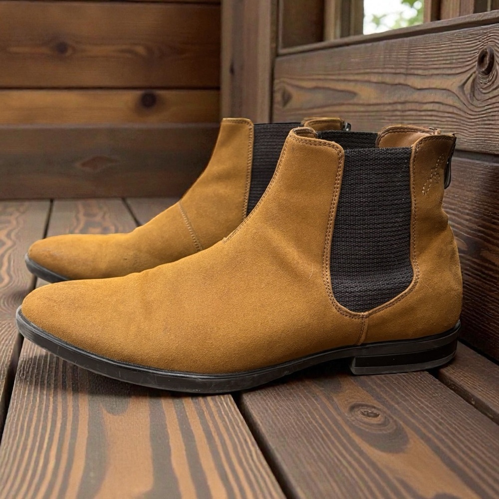 CALL IT SPRING (8) Men's Chelsea Boots Vegan Suede Tan Pull-On - Size US 8 - Picture 16 of 16